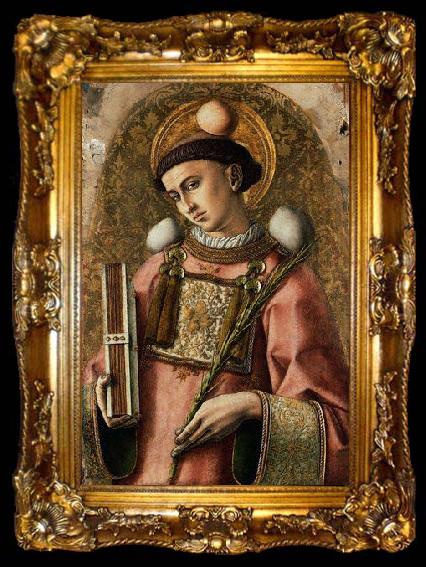 framed  Carlo Crivelli Crivelli 1476 painting of Saint Stephen, ta009-2